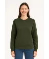 Kadın 3 İplik Pamuklu Düz Bisiklet Yaka SweatShirt - Haki