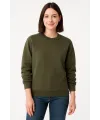 Kadın 3 İplik Pamuklu Düz Bisiklet Yaka SweatShirt - Haki
