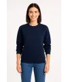 Kadın 3 İplik Pamuklu Düz Bisiklet Yaka SweatShirt - Lacivert