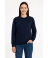 Kadın 3 İplik Pamuklu Düz Bisiklet Yaka SweatShirt - Lacivert