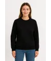 Kadın 3 İplik Pamuklu Düz Bisiklet Yaka SweatShirt - Siyah