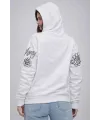 Kadın 3 İplik Pamuklu Kapüşonlu Baskılı SweatShirt hoodie - Beyaz