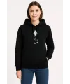 Kadın 3 İplik Pamuklu Kapüşonlu Hoodie Sweatshirt Nihilist Penguen Baskılı - Siyah
