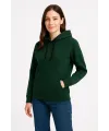 Kadın 3 İplik Pamuklu Kapüşonlu Kanguru Cepli Sweatshirt hoodie - Haki