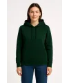 Kadın 3 İplik Pamuklu Kapüşonlu Kanguru Cepli Sweatshirt hoodie - Haki
