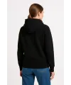 Kadın 3 İplik Pamuklu Kapüşonlu Kanguru Cepli Sweatshirt hoodie - Siyah