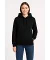 Kadın 3 İplik Pamuklu Kapüşonlu Kanguru Cepli Sweatshirt hoodie - Siyah