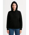 Kadın 3 İplik Pamuklu Kapüşonlu Kanguru Cepli Sweatshirt hoodie - Siyah