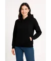 Kadın 3 İplik Pamuklu Kapüşonlu Kanguru Cepli Sweatshirt hoodie - Siyah
