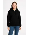 Kadın 3 İplik Pamuklu Kapüşonlu Kanguru Cepli Sweatshirt hoodie - Siyah