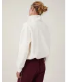 Kadın 3 İplik Pamuklu Oversize Yarım Fermuarlı Yakalı Basic Sweatshirt - Beyaz