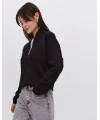 Kadın 3 İplik Pamuklu Oversize Yarım Fermuarlı Yakalı Basic Sweatshirt - Siyah