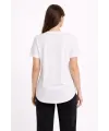 Kadın Basic T-Shirt Kısa Kol Bisiklet Yaka Oval Kesim Tişört - Beyaz