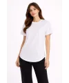 Kadın Basic T-Shirt Kısa Kol Bisiklet Yaka Oval Kesim Tişört - Beyaz
