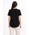 Kadın Basic T-Shirt Kısa Kol Bisiklet Yaka Oval Kesim Tişört - Siyah