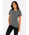 Kadın Basic Tişört Bisiklet Yaka Kısa Kol Günlük Yazlık Slim fit T-Shirt - Antrasit