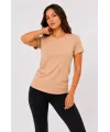 Kadın Basic Tişört Bisiklet Yaka Kısa Kol Günlük Yazlık Slim fit T-Shirt - Bej