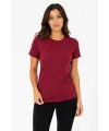 Kadın Basic Tişört Bisiklet Yaka Kısa Kol Günlük Yazlık Slim fit T-Shirt - Bordo