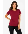 Kadın Basic Tişört Bisiklet Yaka Kısa Kol Günlük Yazlık Slim fit T-Shirt - Bordo