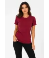 Kadın Basic Tişört Bisiklet Yaka Kısa Kol Günlük Yazlık Slim fit T-Shirt - Bordo