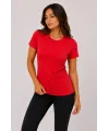 Kadın Basic Tişört Bisiklet Yaka Kısa Kol Günlük Yazlık Slim fit T-Shirt - Kırmızı