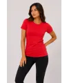 Kadın Basic Tişört Bisiklet Yaka Kısa Kol Günlük Yazlık Slim fit T-Shirt - Kırmızı