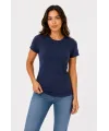 Kadın Basic Tişört Bisiklet Yaka Kısa Kol Günlük Yazlık Slim fit T-Shirt - Lacivert