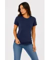 Kadın Basic Tişört Bisiklet Yaka Kısa Kol Günlük Yazlık Slim fit T-Shirt - Lacivert
