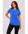 Kadın Basic Tişört Bisiklet Yaka Kısa Kol Günlük Yazlık Slim fit T-Shirt - Mavi