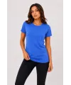 Kadın Basic Tişört Bisiklet Yaka Kısa Kol Günlük Yazlık Slim fit T-Shirt - Mavi