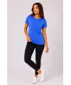 Kadın Basic Tişört Bisiklet Yaka Kısa Kol Günlük Yazlık Slim fit T-Shirt - Mavi