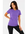 Kadın Basic Tişört Bisiklet Yaka Kısa Kol Günlük Yazlık Slim fit T-Shirt - Mor