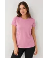 Kadın Basic Tişört Bisiklet Yaka Kısa Kol Günlük Yazlık Slim fit T-Shirt - Pembe