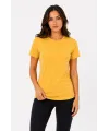 Kadın Basic Tişört Bisiklet Yaka Kısa Kol Günlük Yazlık Slim fit T-Shirt - Sarı