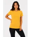 Kadın Basic Tişört Bisiklet Yaka Kısa Kol Günlük Yazlık Slim fit T-Shirt - Sarı
