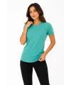 Kadın Basic Tişört Bisiklet Yaka Kısa Kol Günlük Yazlık Slim fit T-Shirt - Su Yeşili