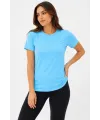Kadın Basic Tişört Bisiklet Yaka Kısa Kol Günlük Yazlık Slim fit T-Shirt - Turkuaz