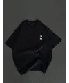 Kadın Baskılı T-Shirt Kısa Kol Bisiklet Yaka Oversize Rahat Kalıp Günlük Tişört - Siyah
