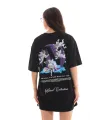 Kadın Baskılı T-Shirt Kısa Kol Bisiklet Yaka Oversize Rahat Kalıp Günlük Tişört - Siyah