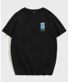 Kadın Baskılı T-Shirt Kısa Kol Bisiklet Yaka Oversize Rahat Kalıp Tişört - Siyah