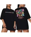 Kadın Baskılı T-Shirt Kısa Kol Bisiklet Yaka Oversize Rahat Kalıp Tişört - Siyah