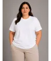 Kadın Battal Big Size Basic Tişört Bisiklet Yaka Rahat Kalıp T-Shirt - Beyaz
