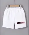 Kadın Beli Lastikli Baskılı Mini Şort - Beyaz