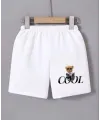 Kadın Beli Lastikli Baskılı Mini Şort - Beyaz
