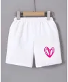 Kadın Beli Lastikli Baskılı Mini Şort - Beyaz