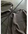 Kadın Bisiklet Yaka 3 İplik Pamuklu Basic SweatShirt - Füme