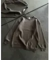 Kadın Bisiklet Yaka 3 İplik Pamuklu Basic SweatShirt - Füme