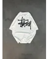 kadın Bisiklet Yaka Baskılı Oversize  Kısa kol T-Shirt - Beyaz