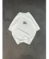 kadın Bisiklet Yaka Baskılı Oversize  Kısa kol T-Shirt - Beyaz