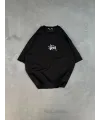 kadın Bisiklet Yaka Baskılı Oversize  Kısa kol T-Shirt - Siyah